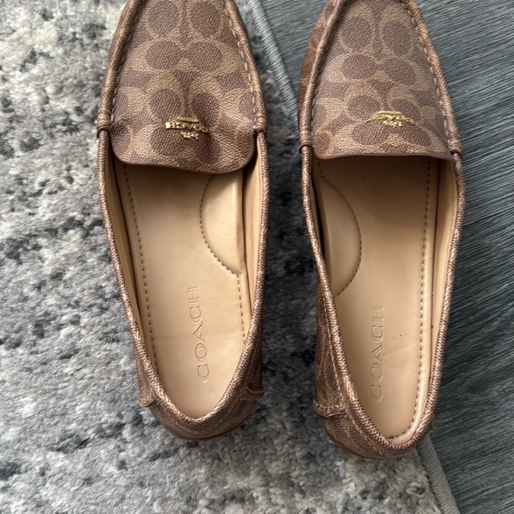 Coach Brown Loafers with Monogram Pattern